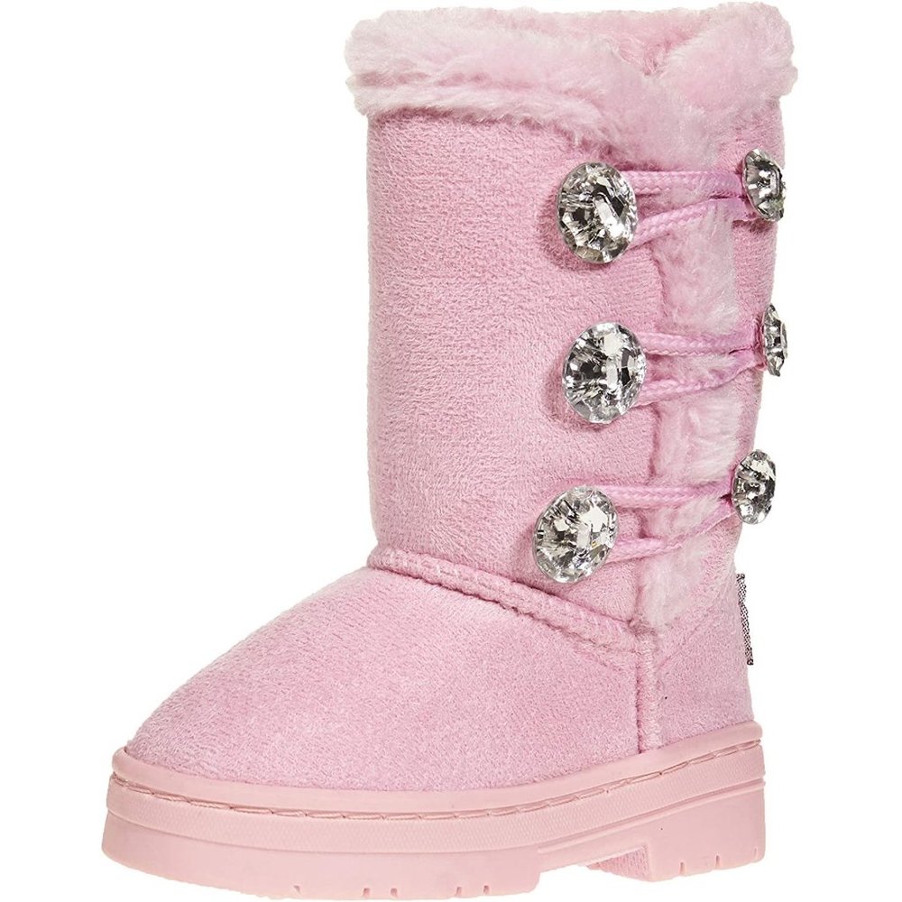 Bebe Toddler Girls Kids Winter Boots With Rhinestone Buttons Mid-Calf NWT